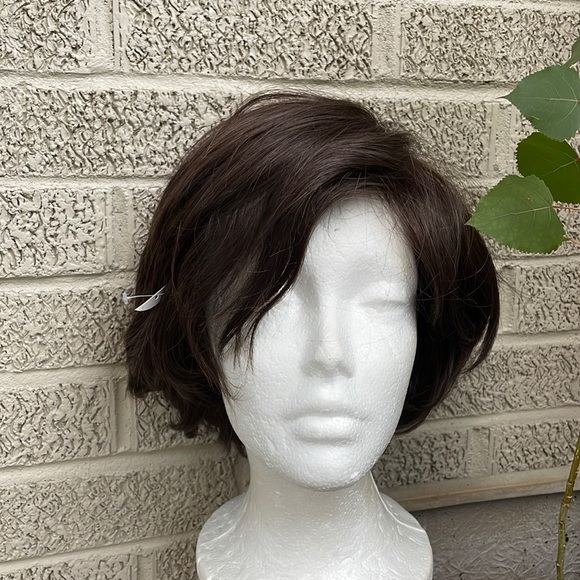 NWT 9” dark brown wig natural puff volume top layer messy crown side chocolate - Picture 8 of 14